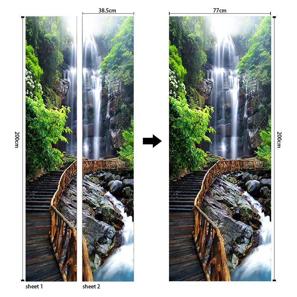 Pegatinas para puertas 3D respetuosas con el medio ambiente, autoadhesivos, fabricantes de origen al por mayor, patrones populares transfronterizos de alta definición, adhesivos para puertas impermeables, a prueba de aceite y antiincrustantes