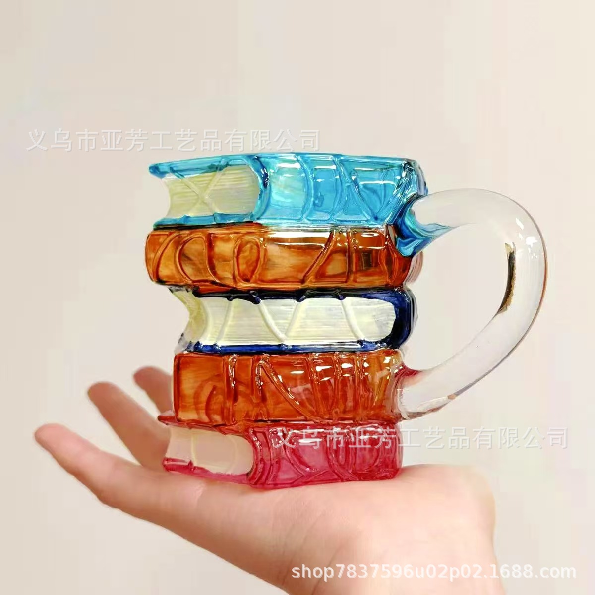 Taza de libro de vidrio pintado transfronteriza pintada Book Mug creativo Book Superposición Taza de café