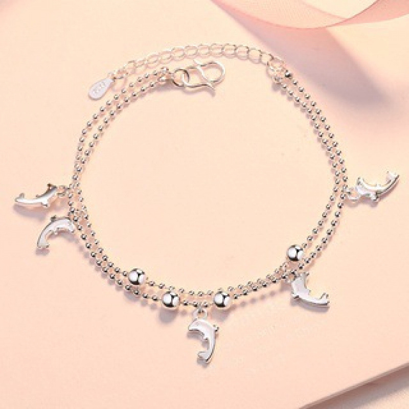 WYF107-Three Little Dolphin Pendant Bracelet#SZ001