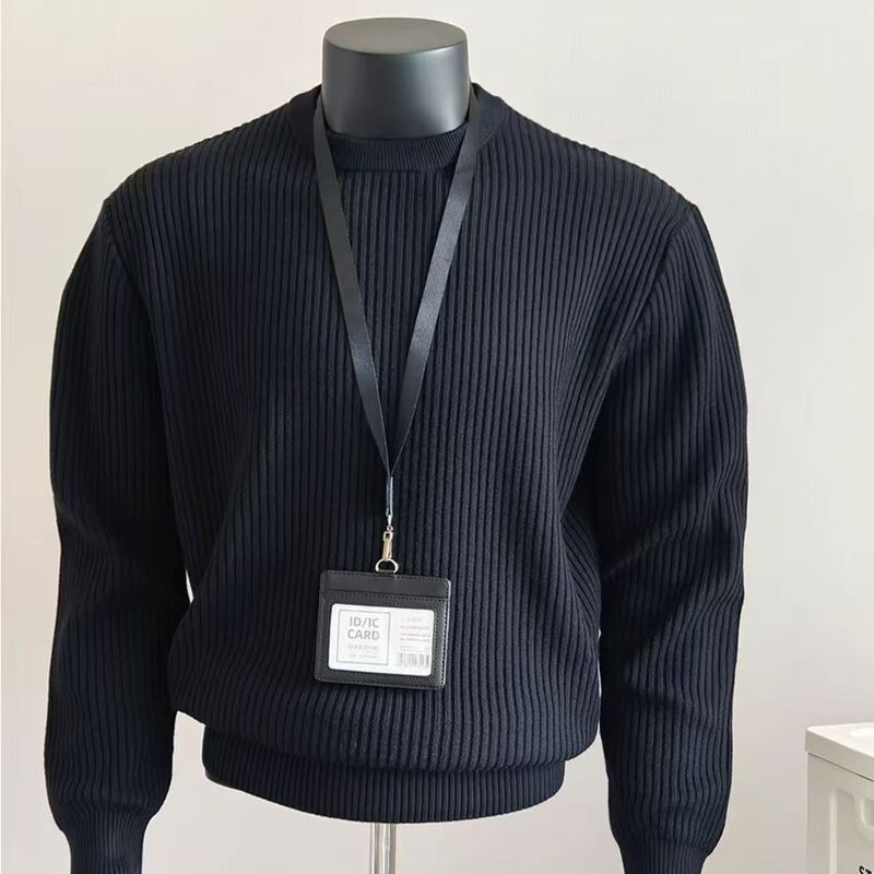 Old Money Style Heavy Knit Sweater Autumn and Winter Men's Retro Base Shirt High-End American Loose Long-Sleeve Top