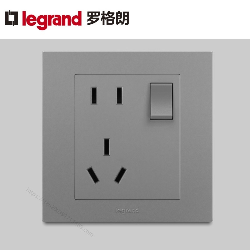 Legrand/罗格朗 轻艺 带单极开关二三插座_深砂银ERS15/10USL-C3