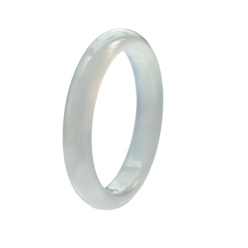 11 White High-Ice Peace Bracelet, Ice-Clarity Chalcedony Bracelet for Women, Moonlight Agate Bracelet, White Jade Bracelet with Lychee Frost Texture