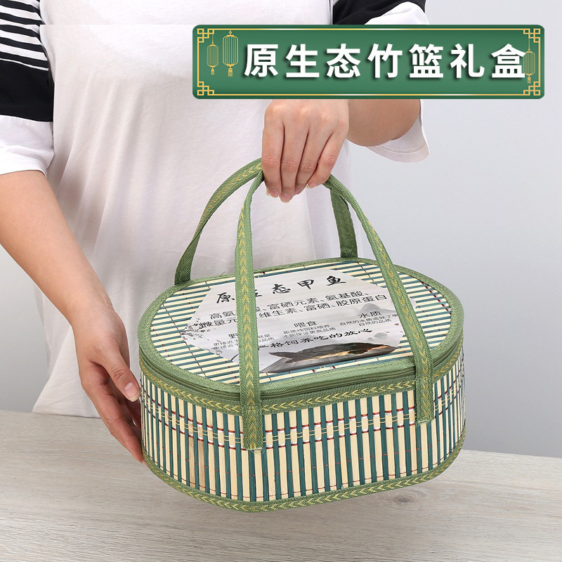 绿色甲鱼专用礼盒龟鳖竹篮包装竹筐竹制品手工防水厂家批发复古礼