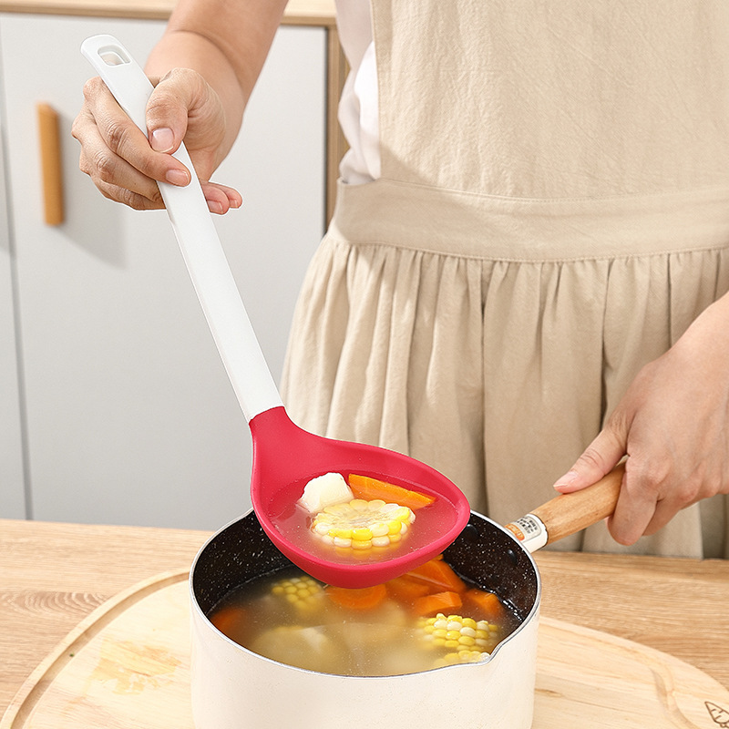 Herramientas de cocina de silicona de almacenamiento vertical transfronterizo 6 piezas de conjunto de mango de nylon de silicona de cocina resistente a altas temperaturas