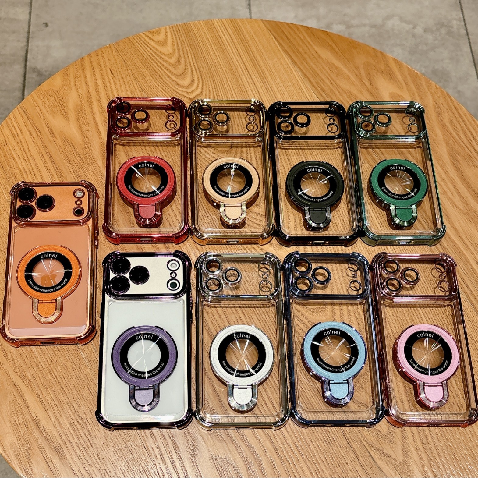 Funda Protectora Anticaídas para Apple 17 Pro Max, con Soporte para iPhone 16/15, Acrílico Galvanizado, Diseño Dos en Uno