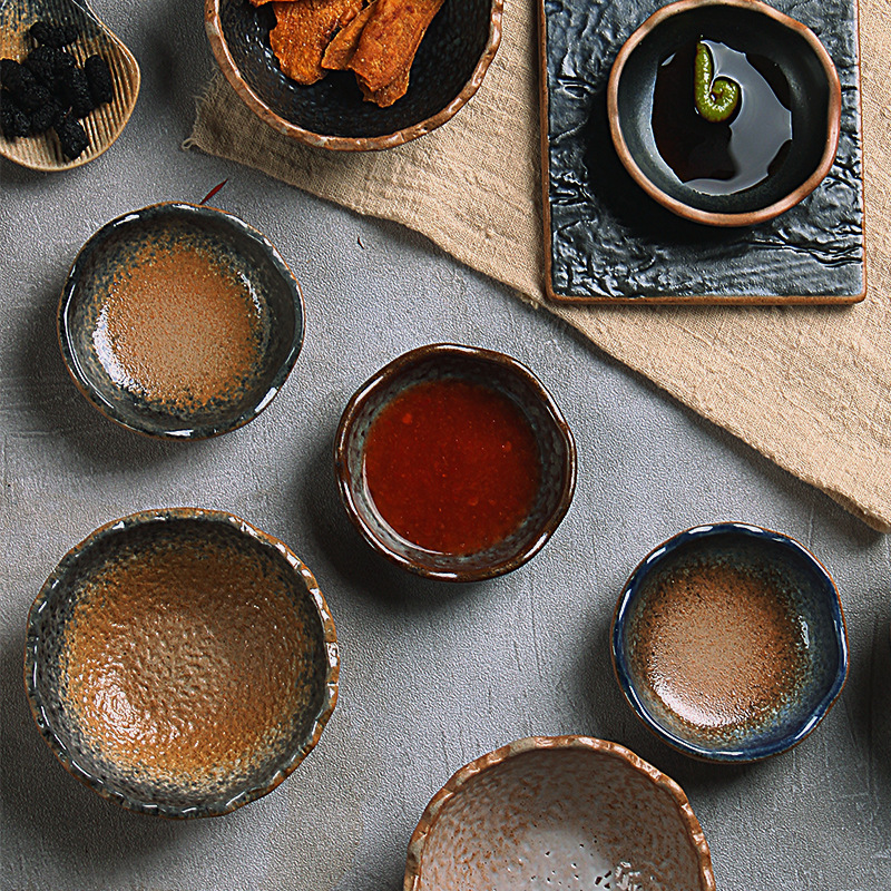 Bowl for Home Baking, Ceramic Irregular-Shaped Sauce Dish, Hotel Dipping Sauce Dish, Soy Sauce Dish, Seasoning Tableware Set for Commercial Use