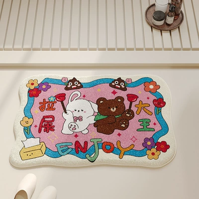 Avtomobil döşəmə paspasları — Room Balcony Decorative Floor Mat - bear-and-rabbit-good-friends-7-4060cm-thickened