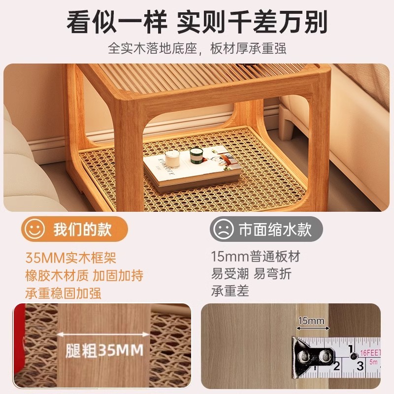 Mesa de cabecera de madera sólida pequeña habitación doméstica simple gabinete de almacenamiento de cabecera de cama moderna simple y creativa estante de cabecera de cama