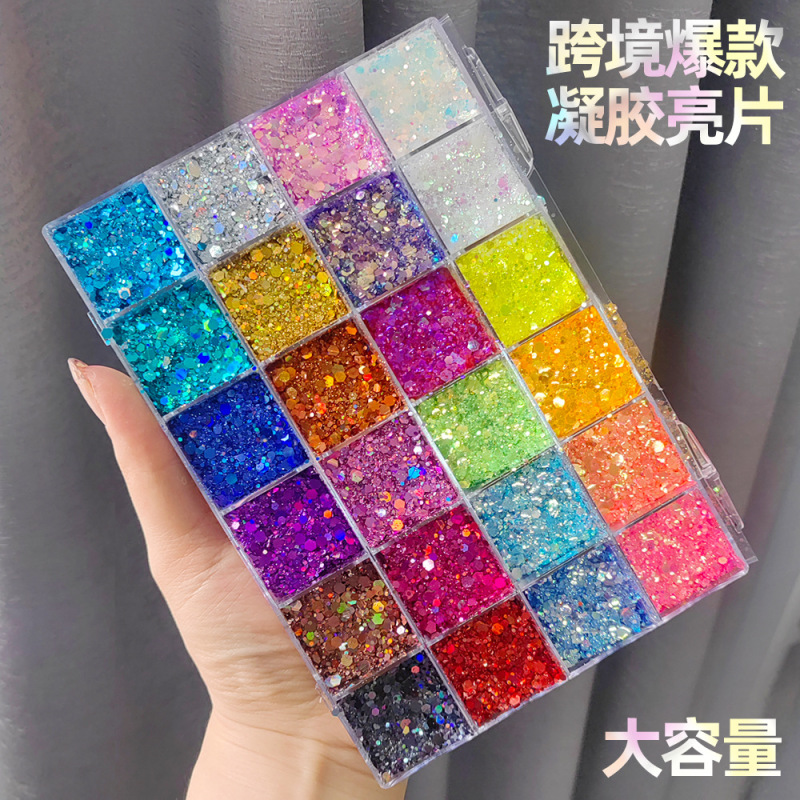 Cross-border sequin gel gel large capacity body facial hair highlight glitter powder painted eyeshadow plate manicure