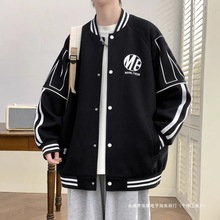2024新款冬季加棉加厚外套男秋装学生棒球服常规款白色常规款黑色