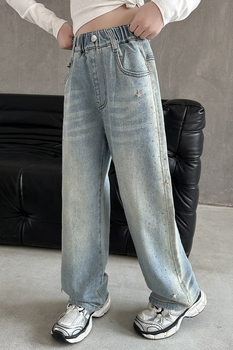 Rhinestone Jeans New Children's Miscellaneous European And American Jeans_viptrois.com