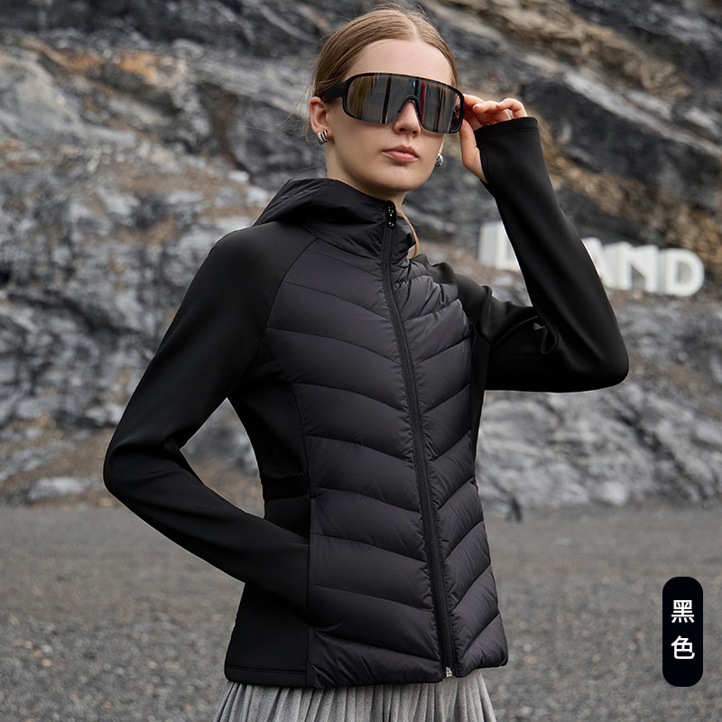 새로운 룰루 라이트 다운 재킷 여성 화이트 오리 다운 겨울 후드 다운 재킷 작은 허리 가을, 겨울 스포츠 코트