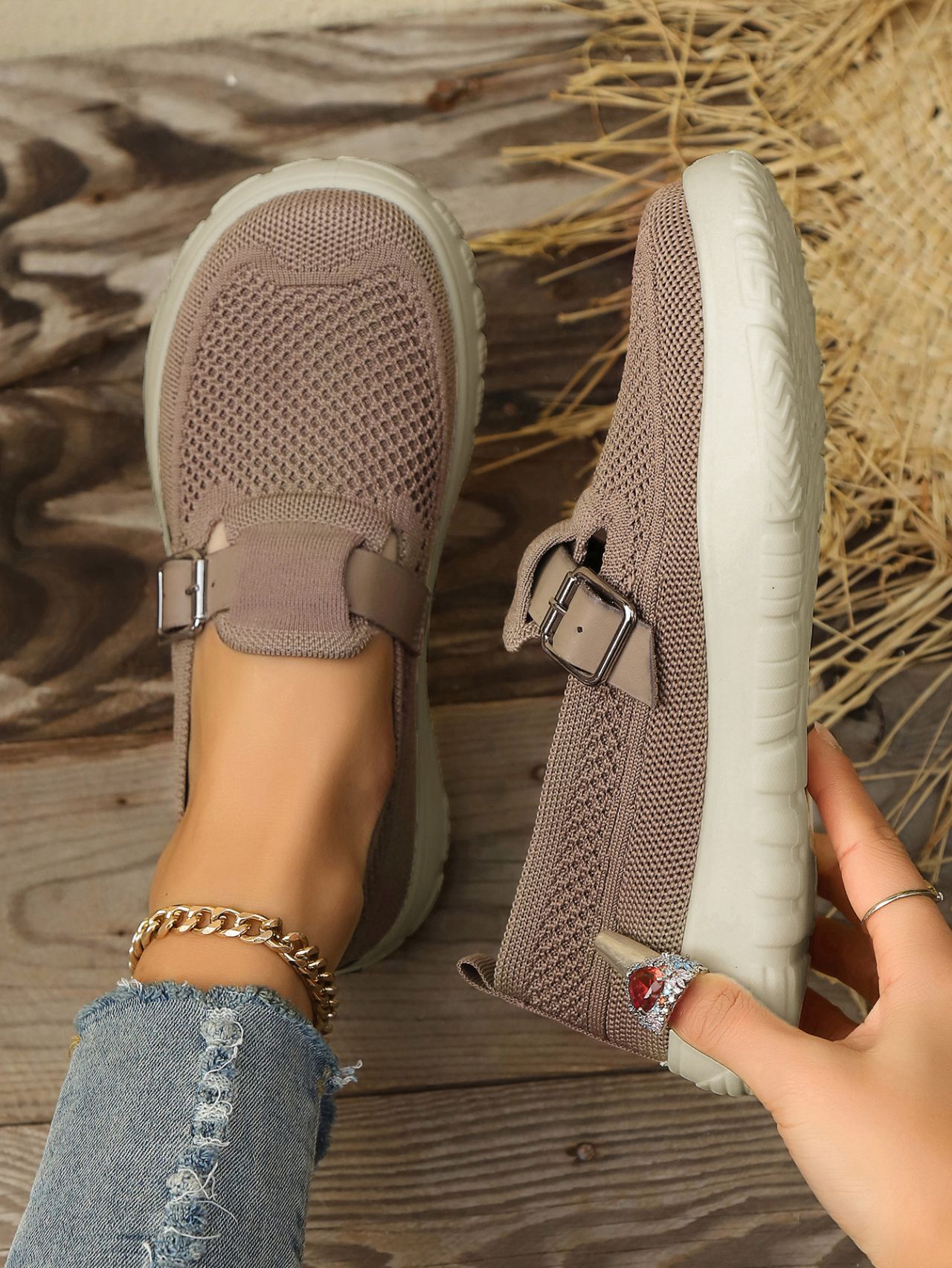 Women's Breathable Mesh Platform Slip-on Casual Shoes For Ladies_voghion.com