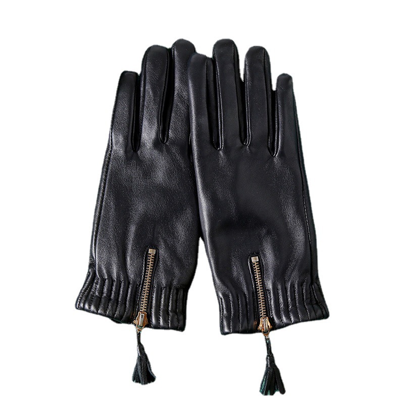 韩版羊皮真皮手套女士触屏加绒加厚防寒骑行开车手套秋冬成人手套