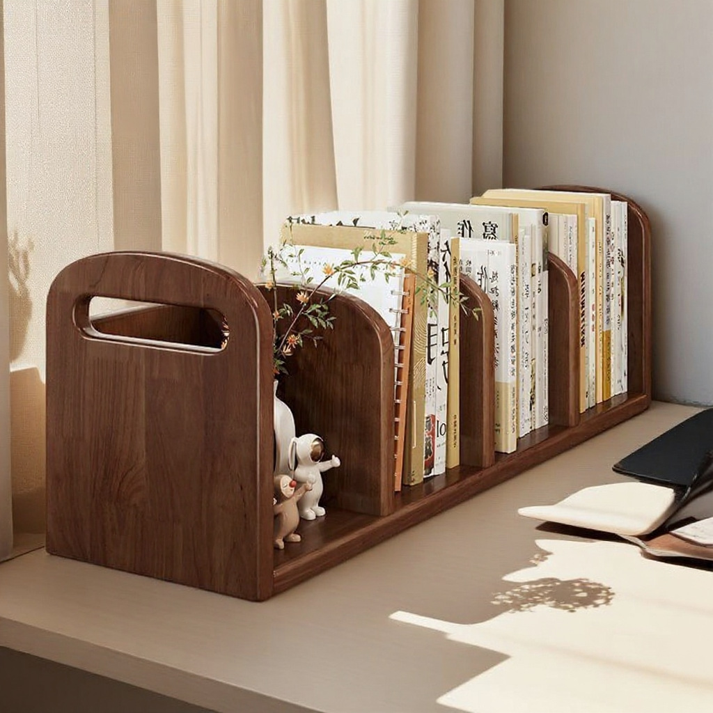 Solid Wood Bookshelf Simple Desktop Table Storage Rack Simple Wooden Bookcase Storage Rack Office Workstation Storage Rack