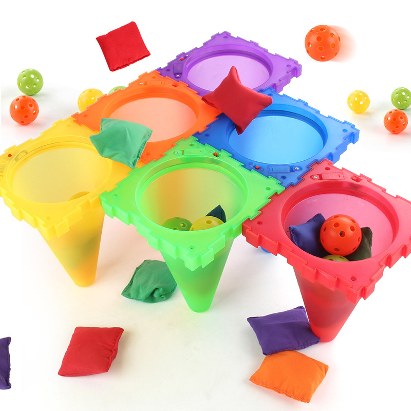 Juguete de lanzamiento casual para niños, anillo de anillo, anillo de tubo de helado luminoso de plástico, juego de sacos de arena de entrenamiento de integración sensorial al aire libre