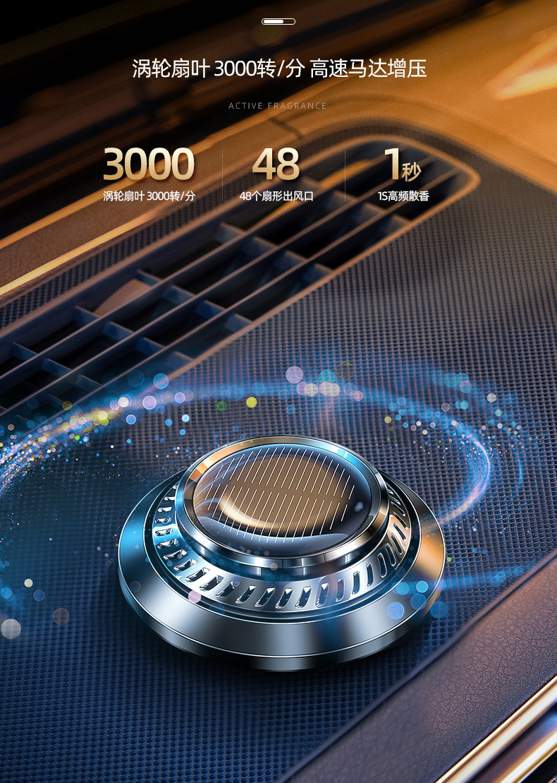 Solar-Powered Rotating Car Perfume Ornament for Car Interior Odor Removal