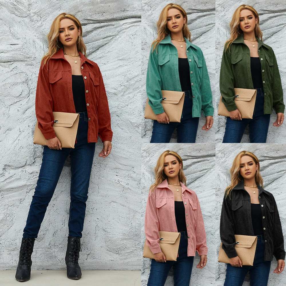 Трансграничные осенние и зимние топы, разноцветные вельветовые женские куртки и рубашки.