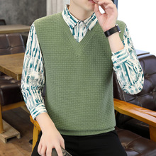 小方块提花假两件衬衫领毛衣2024秋季新款男士套头针织衫款式多样