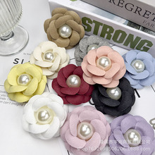 新款小香风珍珠山茶花胸针 diy饰品配件发夹发饰服饰鞋花配饰批发