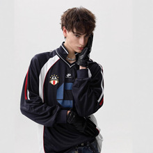 美式复古撞色拼接运动球衣男女潮牌宽松休闲百搭长袖打底T恤上衣