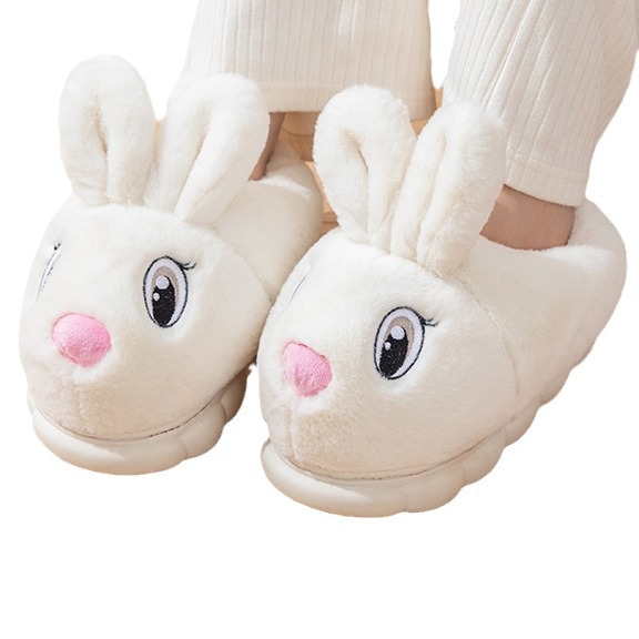 2023 Otoño e Invierno Nueva gama alta suave lindo conejo zapatos de algodón felpa cálida pareja zapatos de algodón en casa