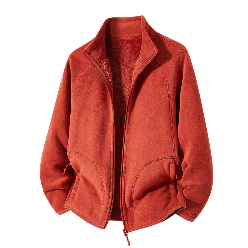 Lamb Velvet Jacket for Men and Women in Autumn and Winter Double-Sided Velvet Thickeneded Couple Cardigan Sweatshirt Liner Fleece Jacket-602