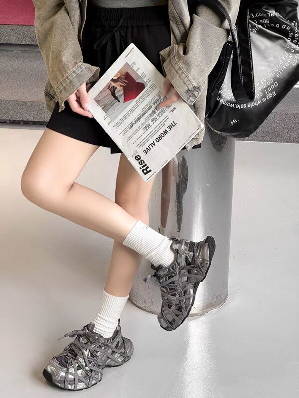老爹鞋女2025秋季新款脏脏鞋运动鞋松糕厚底增高绑带小众休闲鞋女|undefined