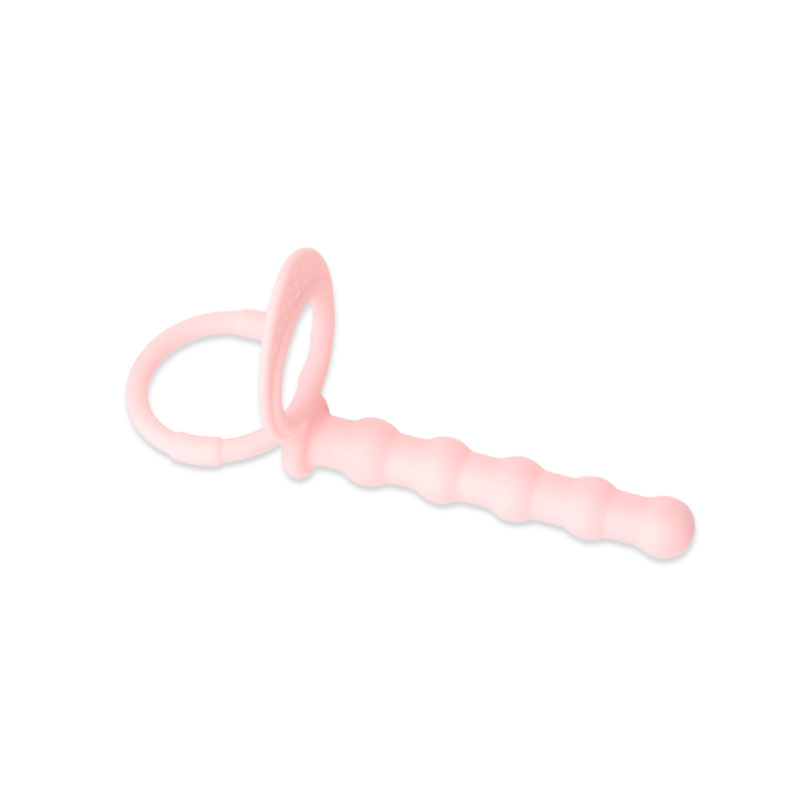 Silicone Anal Plug with Double Ring and Beaded Design, Black Prostate Massager — detail image 3