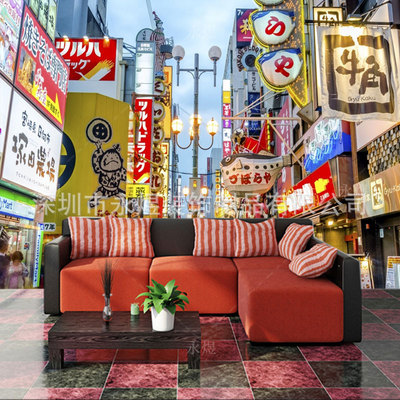 日本建筑街道风景壁画日系主题文化墙壁纸日式风格餐厅背景墙布画