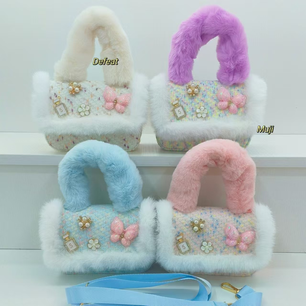 Bolso de peluche de estilo extranjero, bolso de hombro, bolso de accesorios para bebés de niña, bolso de cambio, bolso de moda