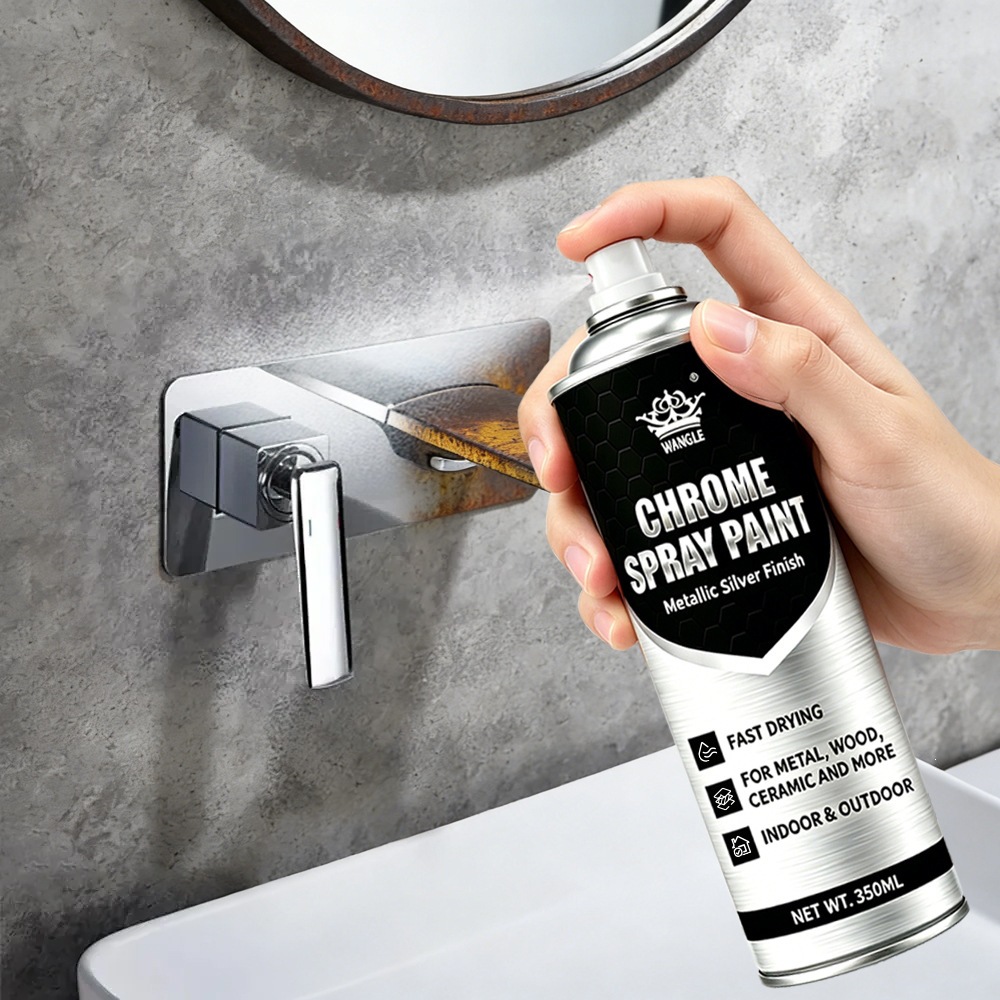 Chrome-plated self-painting stainless steel spray paint, rust-removing metal anti-rust paint, galvanized electroplated silver paint, silver-colored paint
