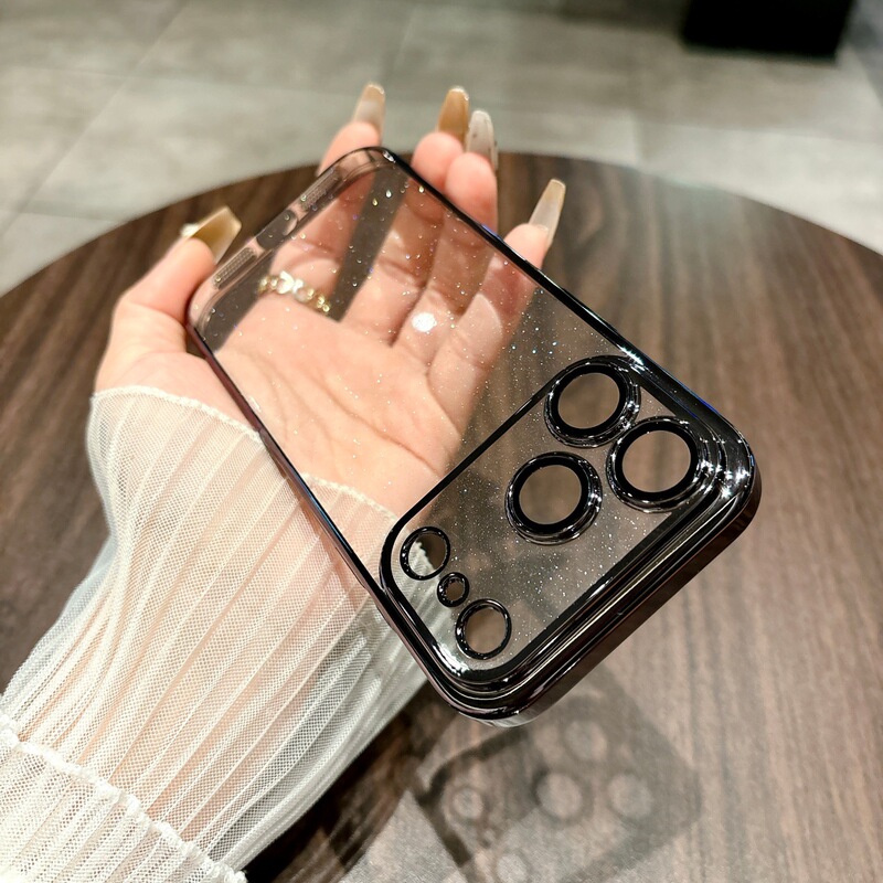 适用iPhone17PROMAX电镀星空闪粉手机壳苹果16带镜头膜硬保护套15|undefined