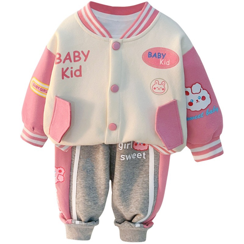 Girls' Baseball Coat Children's Fashionable Casual Girl 2023 New Spring and Autumn Wear Two Piece Set_voghion.com