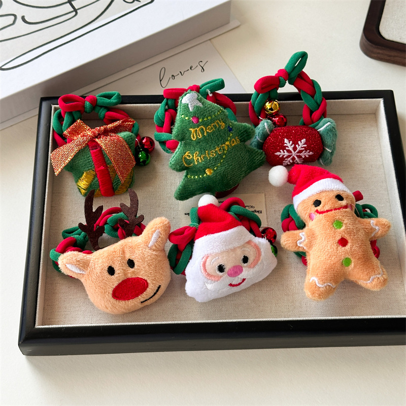 20g Weight Hair Tie Hair Accessories Type 1 Piece Quantity Holiday, Festival Occasion Flannel Material Christmas Festival Christmas Tree, Santa Claus, Elk Pattern Women's Gender Cute Style Christmas Cute Women's Christmas Tree Santa Claus Elk Flannel Hair Tie 15