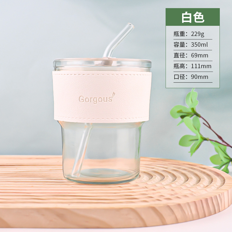 创意竹节杯玻璃隔热吸管杯网红ins风伴手礼高颜值杯子咖啡双饮杯|undefined