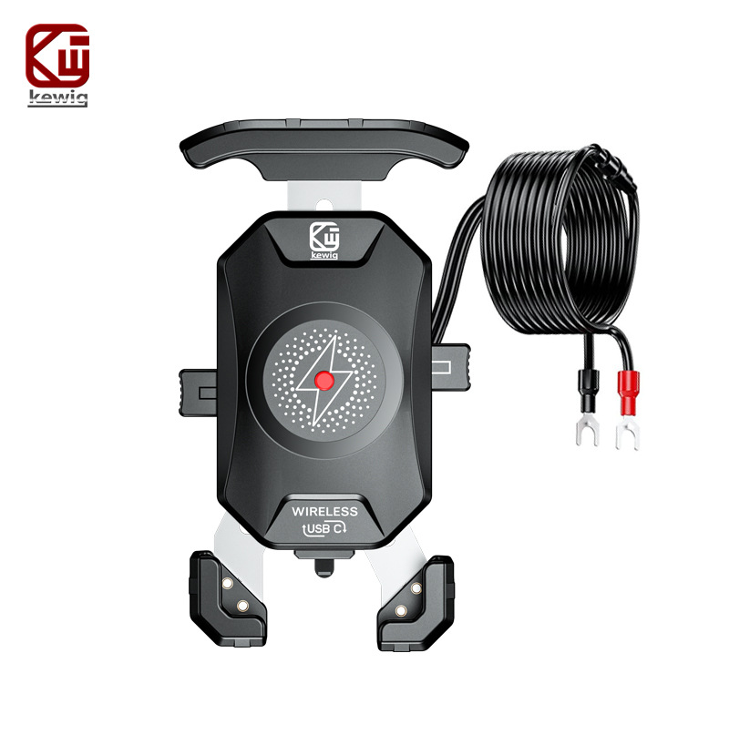 Kaiweige motocicleta 15W carga inalámbrica PD carga rápida dos en uno de doble modo de navegación de carga soporte de teléfono móvil