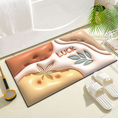 3D fresh bathroom mat, diatomaceous earth water-absorbing mat, bathroom toilet door mat, entrance door mat, welcome mat, wholesale
