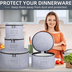 新型蓋付き食器収納ケース磁器器具皿ぶつかり防止フェルト収納桶屋外キャンプ収納容器