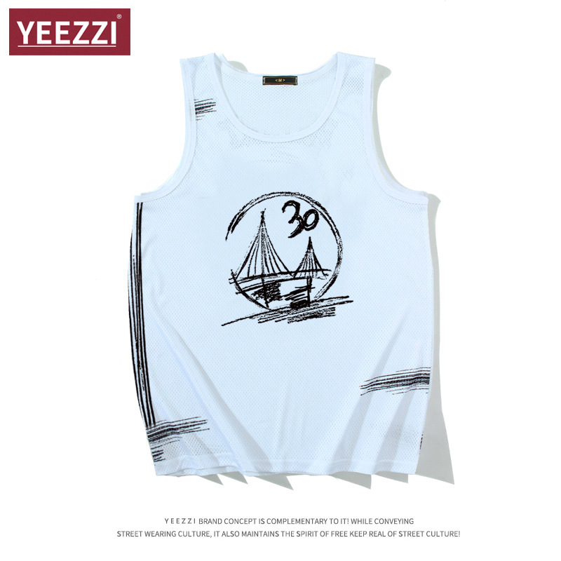 Golden State Warriors Curry 30 Jersey American Quick-Drying Jersey Curry Vest Sketch Hand-Painted Mesh Creative Vest