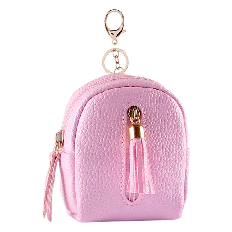 [Venta al por mayor de fábrica] nueva pequeña mochila monedero estudiante llavero de una sola pieza borla bolso de la moneda