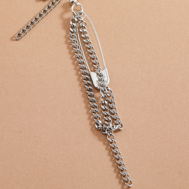 punk geometric hollow chain long tassel pin shaped drop earringspicture5