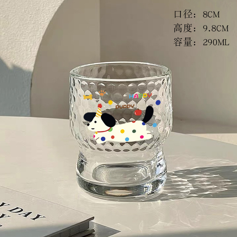 DIY卡通圣诞节情侣礼物小狗玻璃杯创意果汁杯牛奶杯咖啡杯早餐杯|undefined