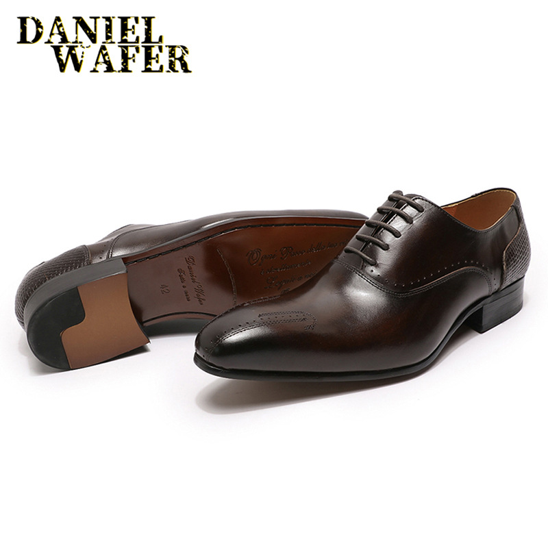 (Cross-border trading), oxford shoes pointed-toe with shoelaces, genuine leather 5