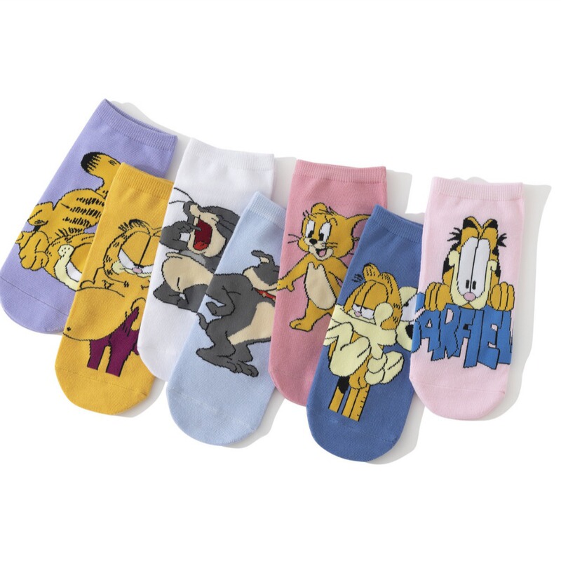 Cat and Mouse Garfield Four Seasons European and American Women's Tide Socks Spongebob Socks Men's Cotton Women's Factory Wholesale Boat Socks