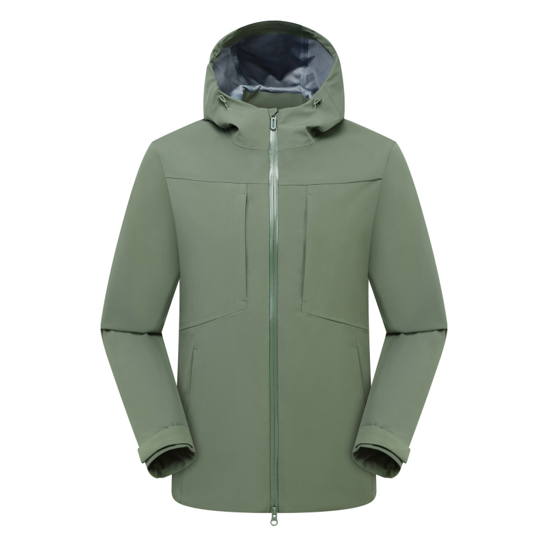 Single-Layer Soft Shell Jacket, Spring & Fall Outdoor Jacket with Velvet Liner, Men's Windproof and Waterproof Jacket, Hiking Clothing