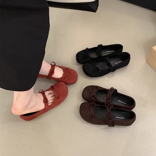 French Style Red Shoes Shallow Mouth Shoes Women's Spring and Autumn New Gentle Fairy Style Ballet Evening Flat Mary Jane Shoes