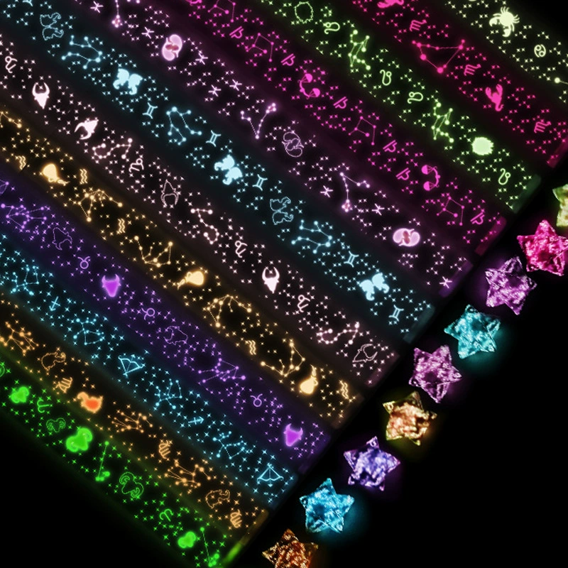 Светящаяся звезда оригами, складная звезда, цветная бумага, градиент цвета, складная звезда для детского сада, счастливая пятиконечная звезда, бумага с двенадцатью созвездиями