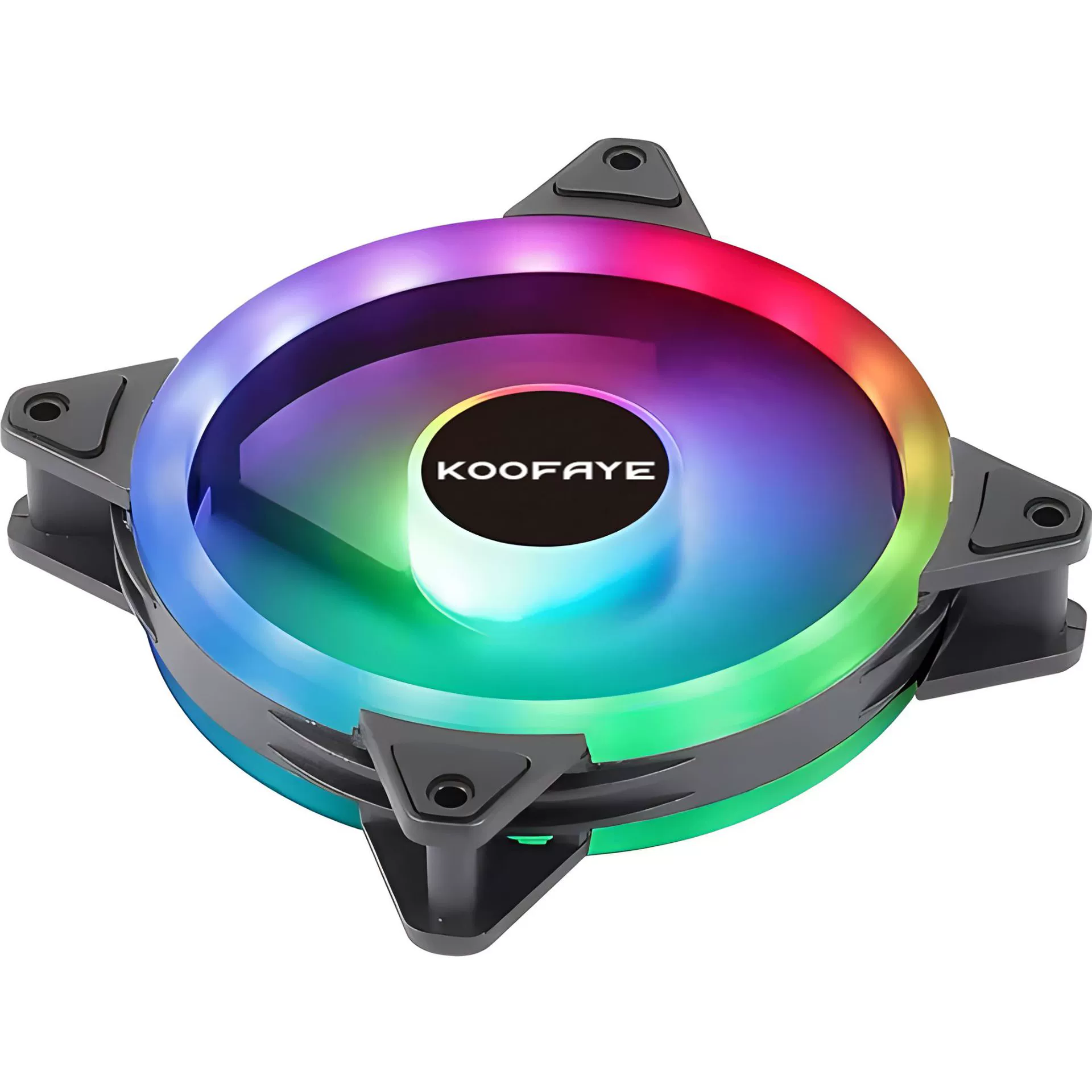Двойной сопловой светящийся вентилятор KOOFAYE с RGB-фантазией, тихое охлаждение корпуса, вентилятор 12 см, коробка