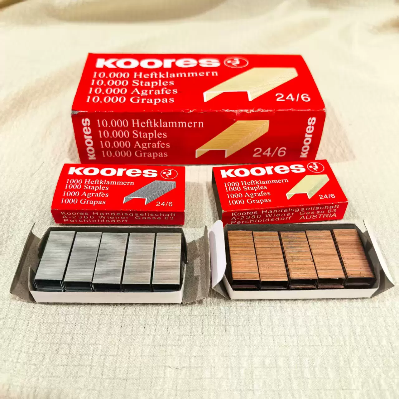 Koores镀铜镀锌订书针中东外贸款订书钉12号24/6装订针文具厂家批